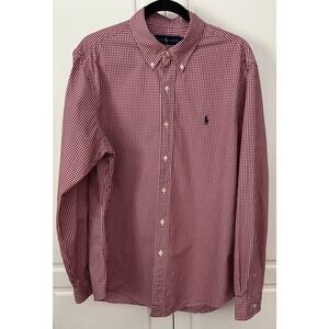 Ralph Lauren Men's Red White Check Button Down Shirt Size L